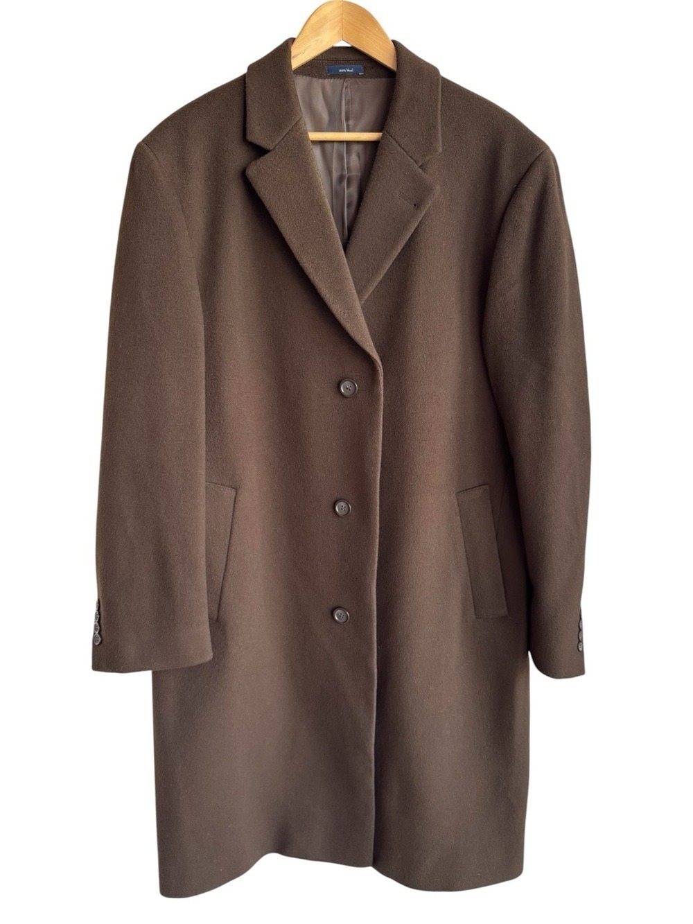 Turnbury Loro Piana 100% Wool Overcoat Mens 44R Chocolate Brown Luxury Coat EUC